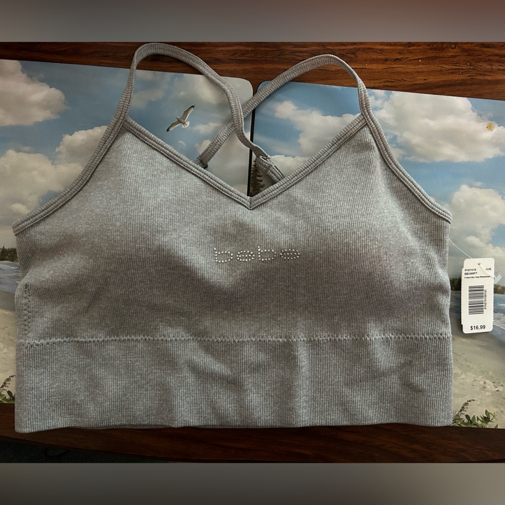 BRAND NEW Bebe Sport light grey Ribbed Top